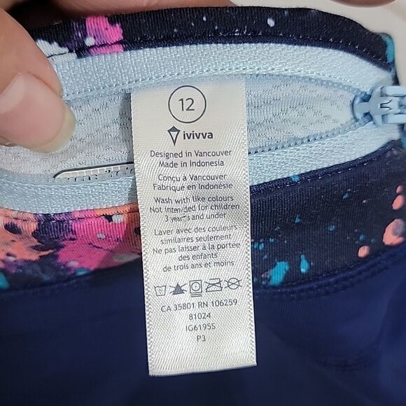 IVIVVA Girls Size 12 Navy Blue And Paint Splatter Mesh Back Side Pocket Capris - Picture 6 of 7